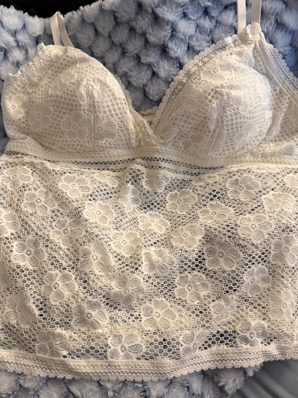 aerie Ivory Floral Lace Brami Cami